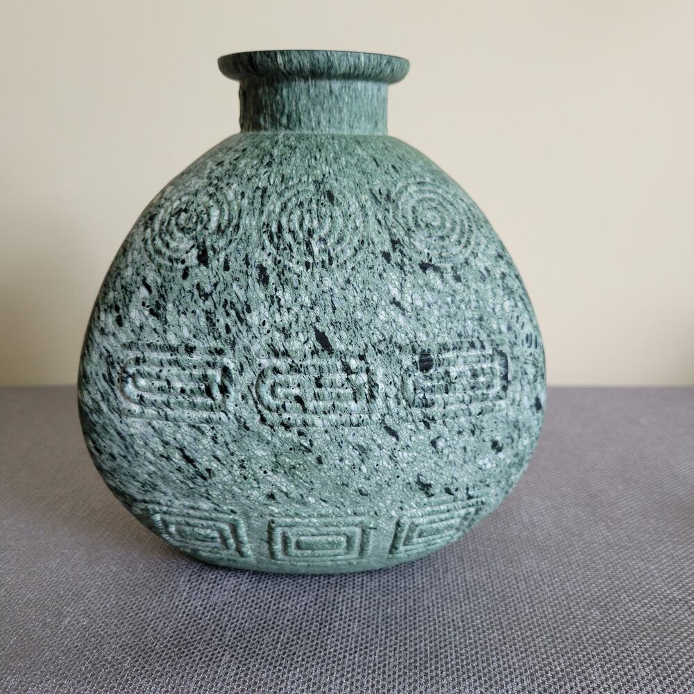 Unique Textured Decorative Art Glass Vase Triangle Textured Medium Over Glass